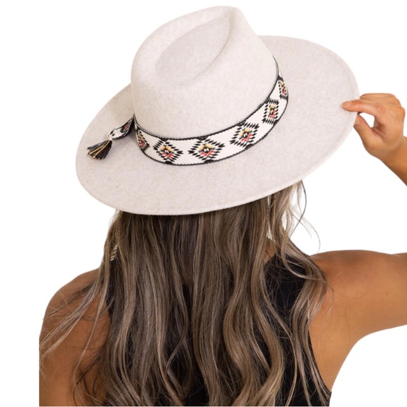 Woven Band Cream Felt Rancher Hat